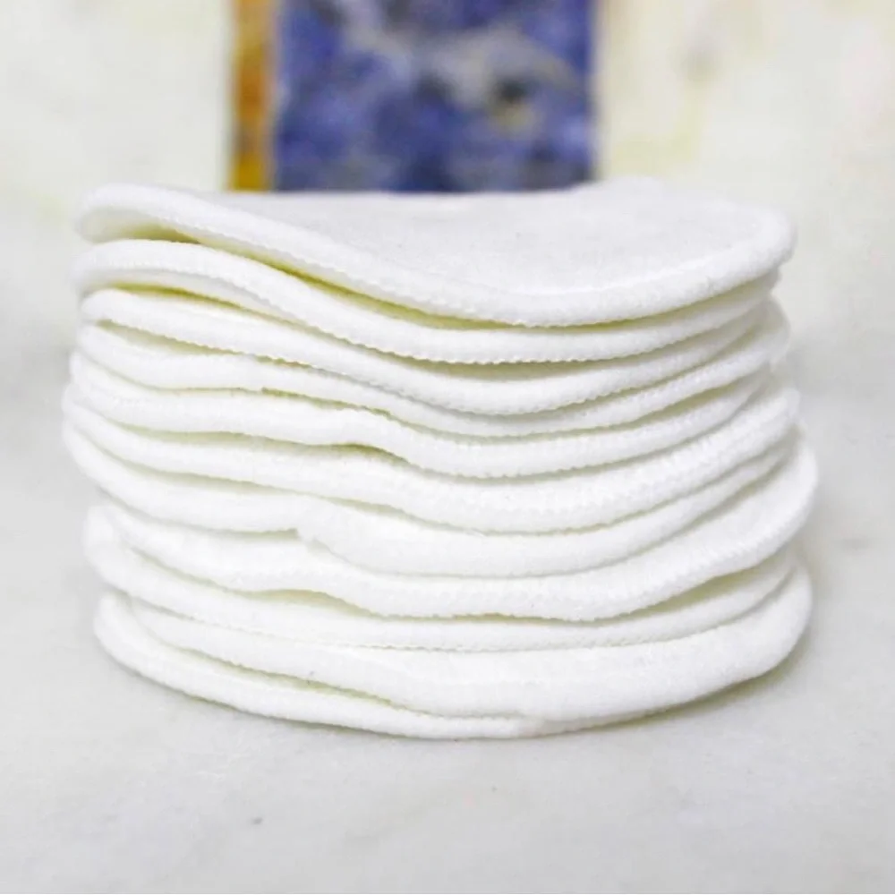 4 BEAUTY 3 LAYER REUSABLE BAMBOO MAKEUP REMOVING WASHCLOTH/ NURSING PADS 12pcs